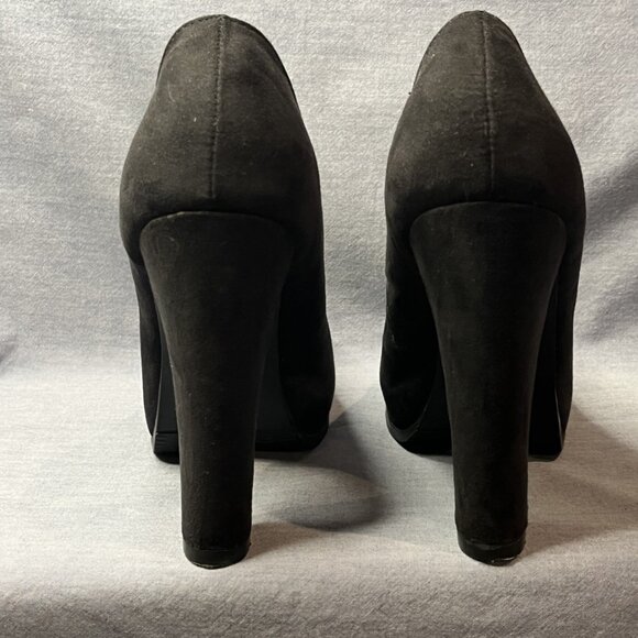 Mossimo Vintage Faux Suede Hidden Platform Pumps Black Size 7 VGUC - Picture 7 of 9